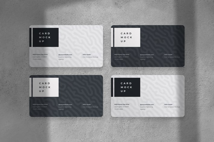 Round Corners Business Card Mockup with Template