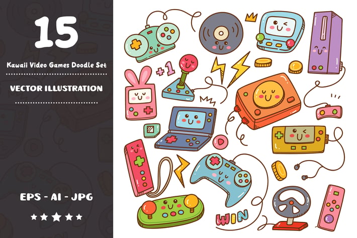 Kawaii Video Games Doodle Set
