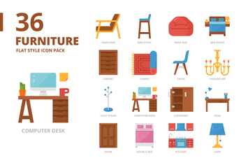 Furniture Flat Style Icon Set