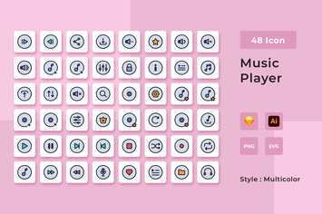 Audio Player Multicolor Style Icon Pack