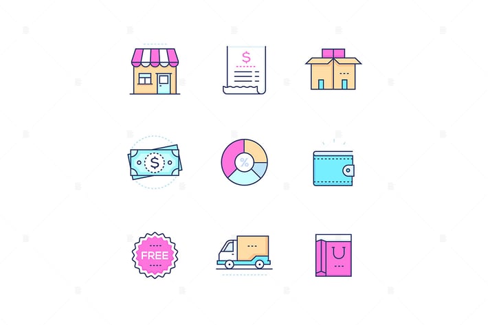 Shopping - modern line design style icons set