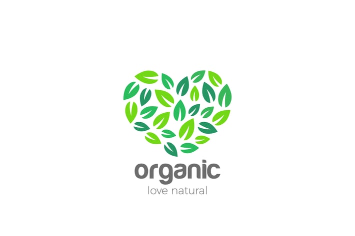 Logo Organic Leaves Heart shape