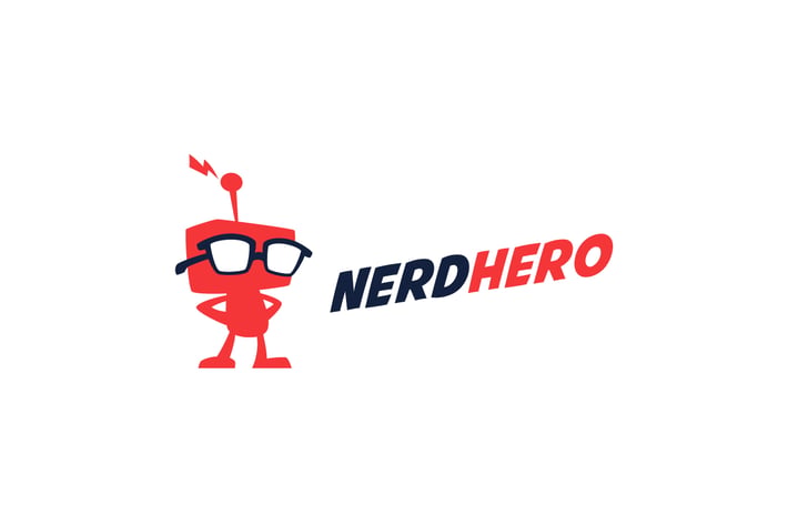 NerdHero - Nerd Retro Robot Logo