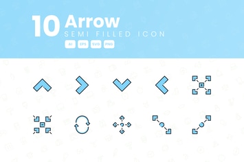 10 Arrow Semi Filled Icon Collection