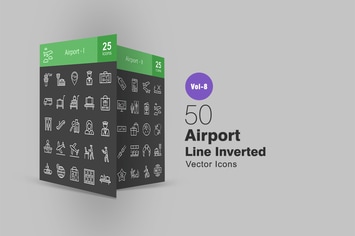 50 Airport Line Inverted Icons