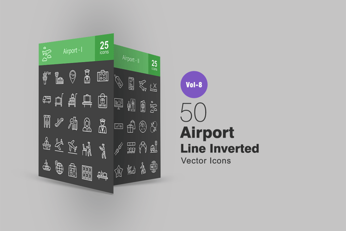 50 Airport Line Inverted Icons