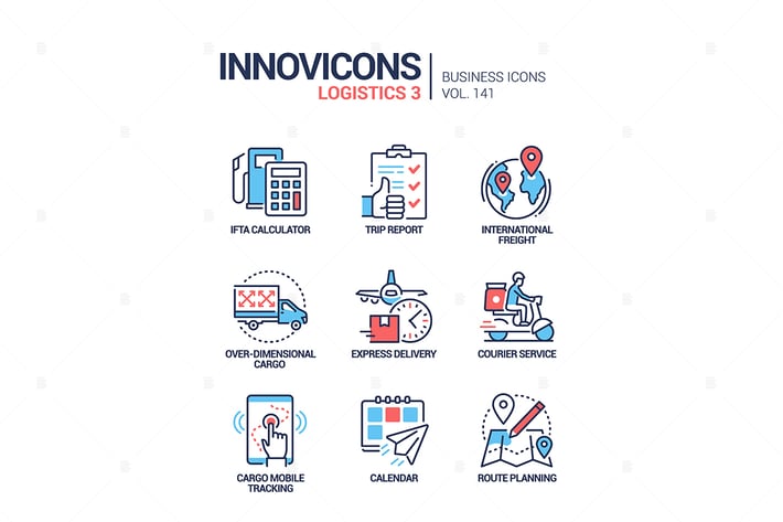 Logistics - colorful line design style icons set