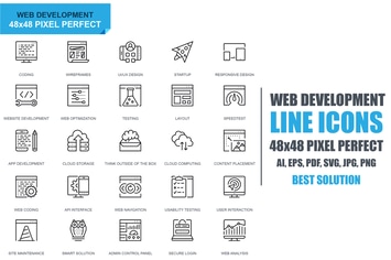 Simple Set Web Disign and Development Line Icons