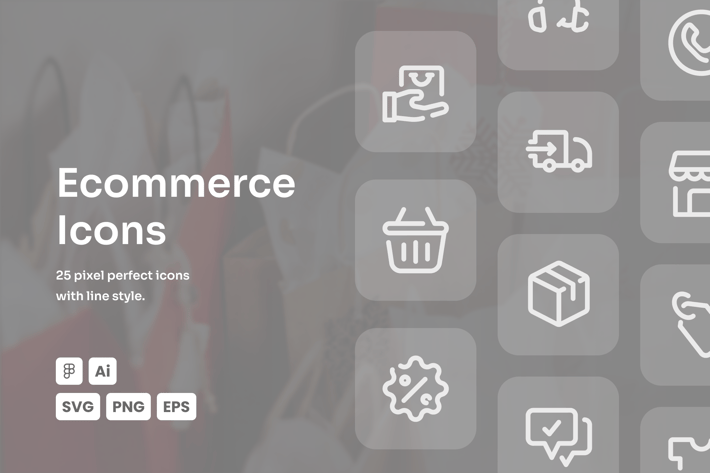 Ecommerce Dashed Line Icons