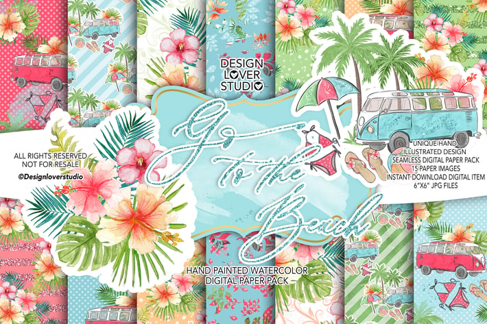 Go to the Beach digital paper pack