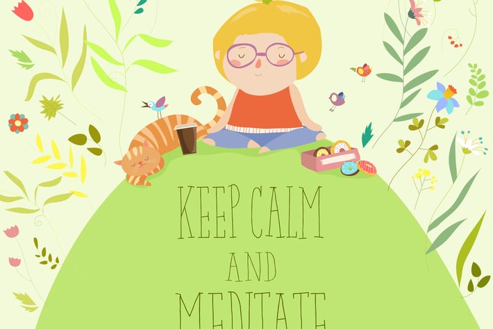 Vector illustration with girl practicing yoga 