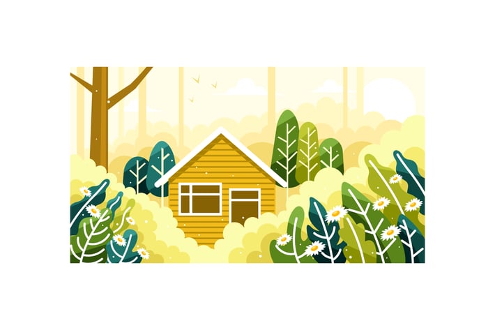 House in the middle of a beautiful forest