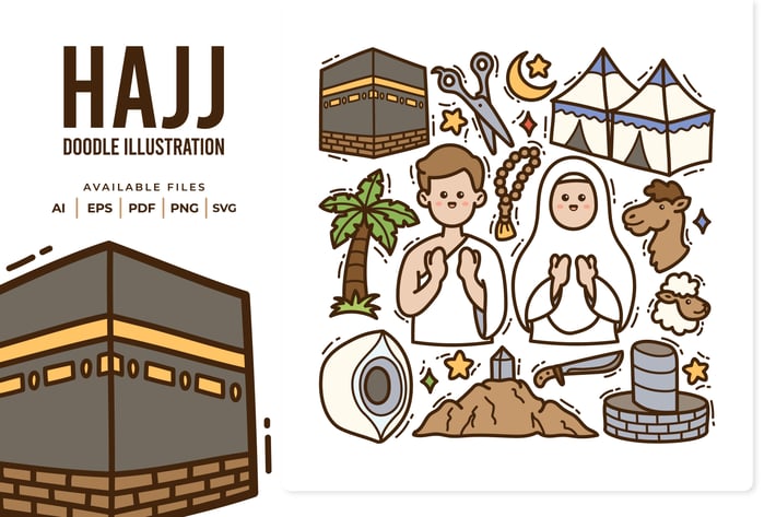 Hajj Doodle Illustration