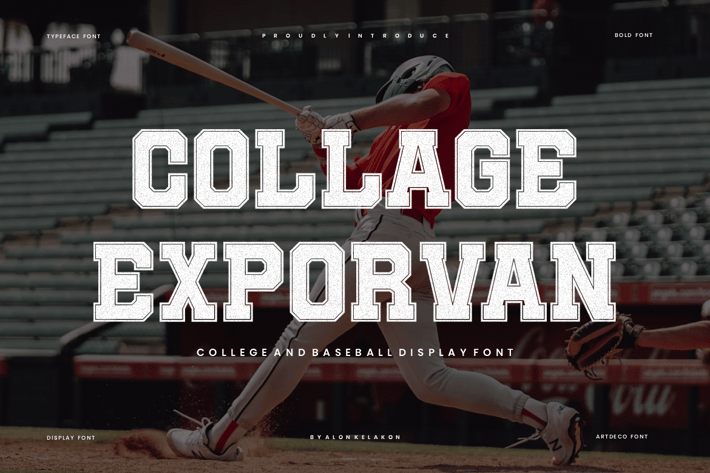 Collage Exporvan - Varsity & Baseball Font