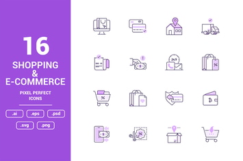 Shopping and E-commerce Color Vector Line Icons