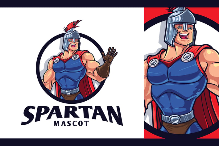 Strong Muscular Spartan Character Mascot Logo