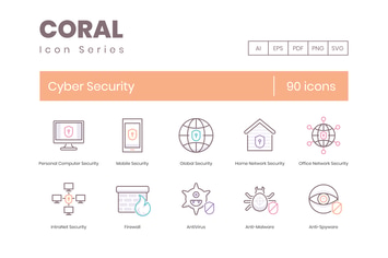 90 Cyber Security Icons