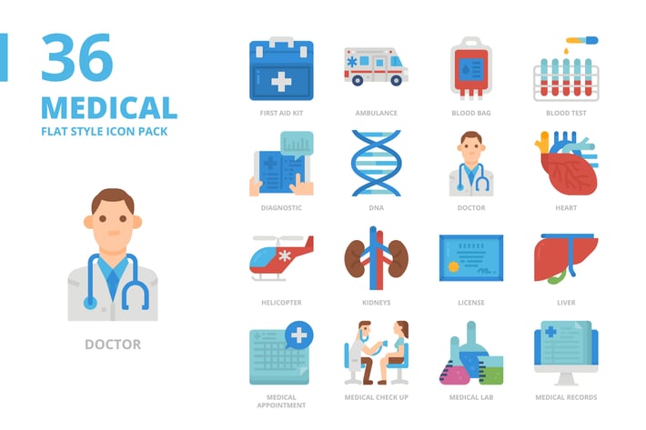 Medical Flat Style Icon Set