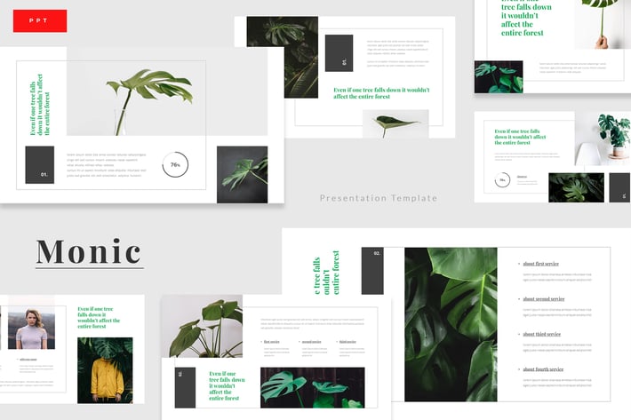 Monic - Green Exotic Plant Powerpoint Template