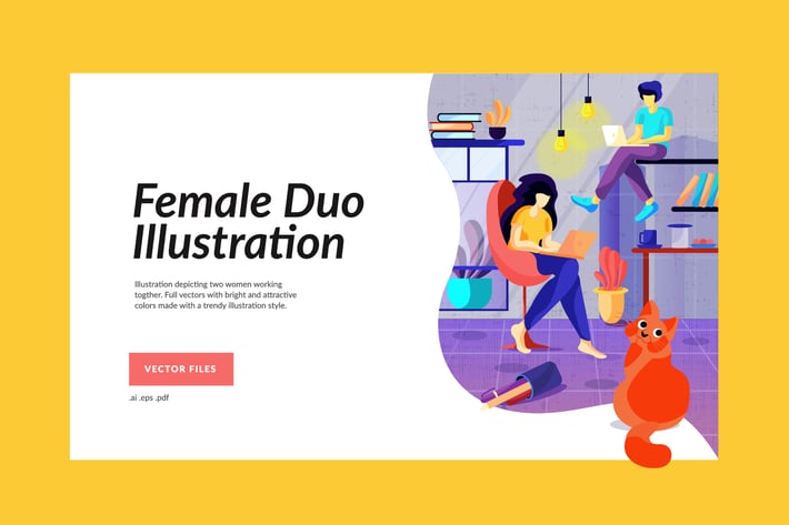 Female Duo Team Illustration