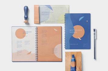 3 Notebook Mockups With Movable Elements
