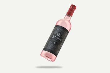 White Wine with glass Bottle Mockup
