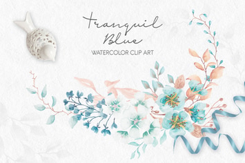 Tranquil Blue Watercolor Clip Art