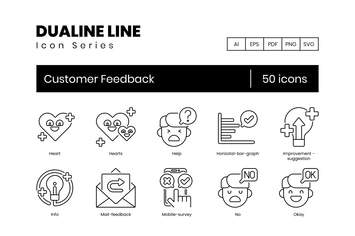 50 Customer Feedback Line Icons