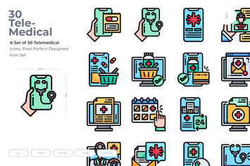 30 Telemedicine Icons