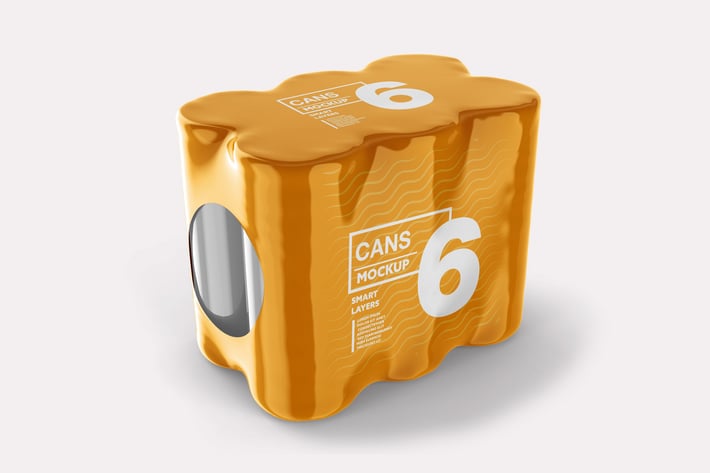6  Cans Pack Mockup