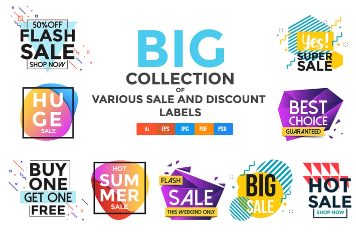 Vivid Collection of Sale Discount Styled Banners 