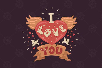 I Love You - Vintage Lettering Poster