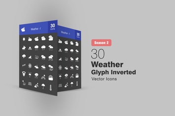 30 Weather Glyph Inverted Icons Season II