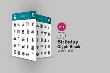50 Birthday Glyph Icons