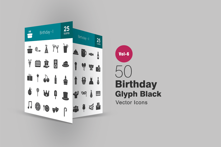 50 Birthday Glyph Icons