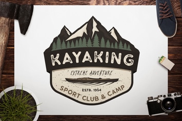 Kayak Retro Badge / Camping Adventure Logo