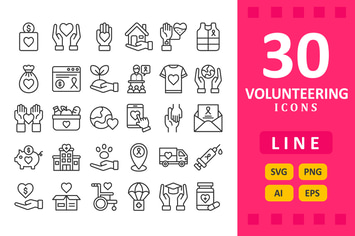 30 Volunteering Icons - Line