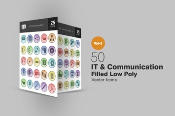 50 IT & Communication Filled Low Poly Icons