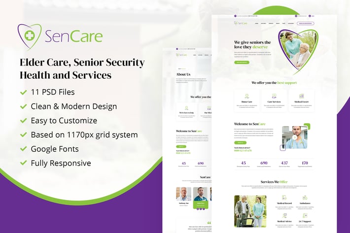 SenCare - Elderly Home & Senior Care PSD