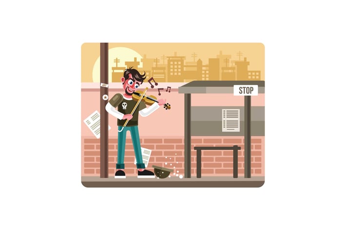 Street Musician Playing Viola