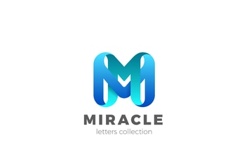 Letter M Logo design 3D Ribbon style