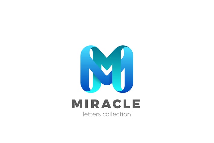 Letter M Logo design 3D Ribbon style