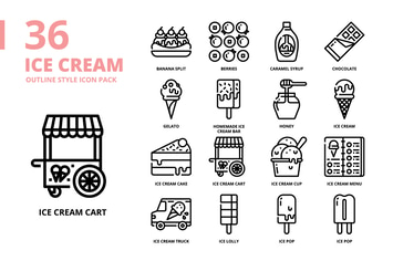 Ice Cream Outline Style Icon Set