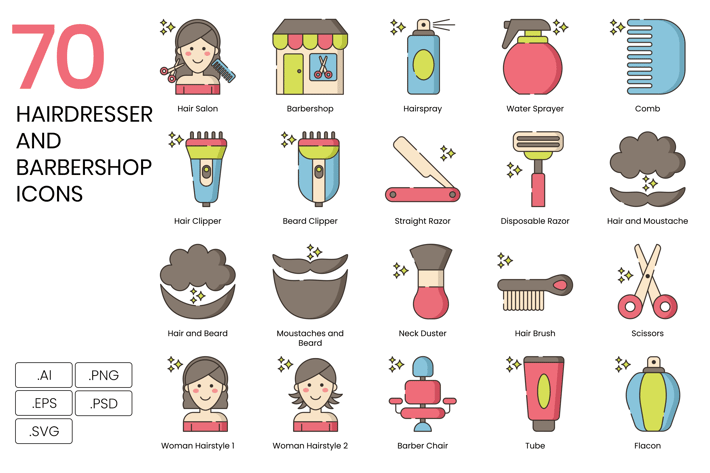 Hairdresser Icons & Barbershop Icons