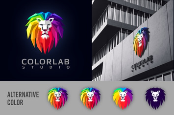 Low Poly Geometric Colorful Lion Mascot Logo