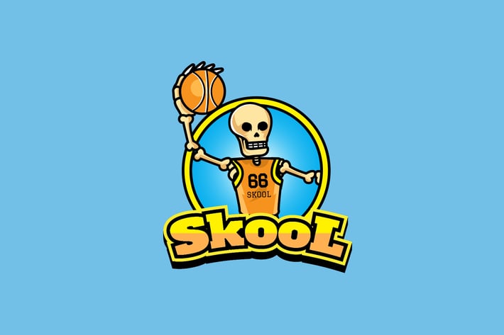 skull basketball - Mascot Logo