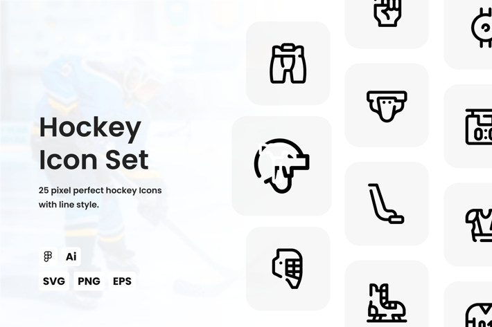 Hockey Dashed Line Icon Set