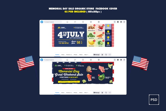 Memorial Day Sale Organic Store Facebook Cover