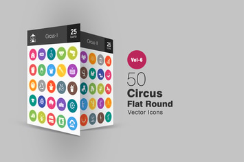 50 Circus Glyph Multicolor BG Icons