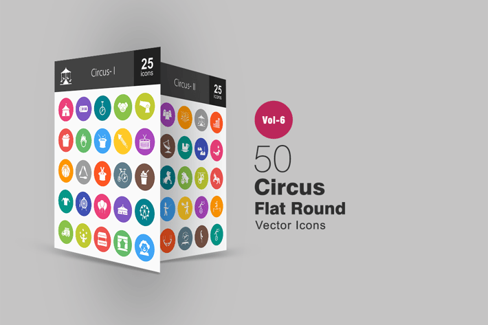 50 Circus Glyph Multicolor BG Icons